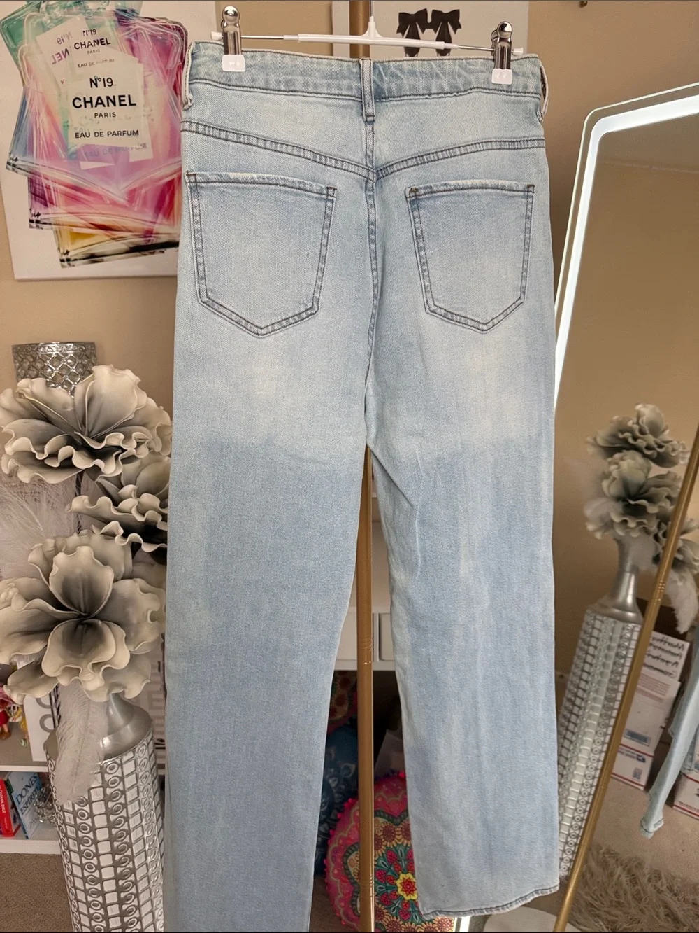 Relaxed Light Blue Distressed Boyfriend Jeans for Women